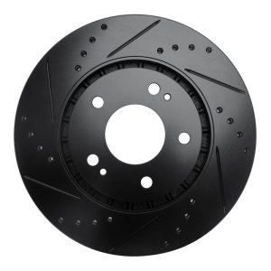 Mitsubishi Lancer Brake Rotor (1) - Front Right - R1 Concepts - Drilled & Slotted - Black - `09-`15